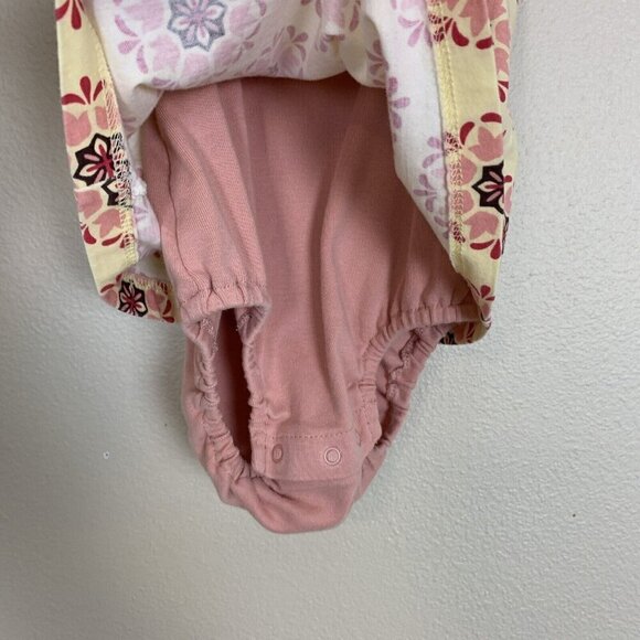 Tea Collection Sleeveless One Piece Romper Outfit Pink Yellow Girls 6-12 Months - Picture 5 of 8